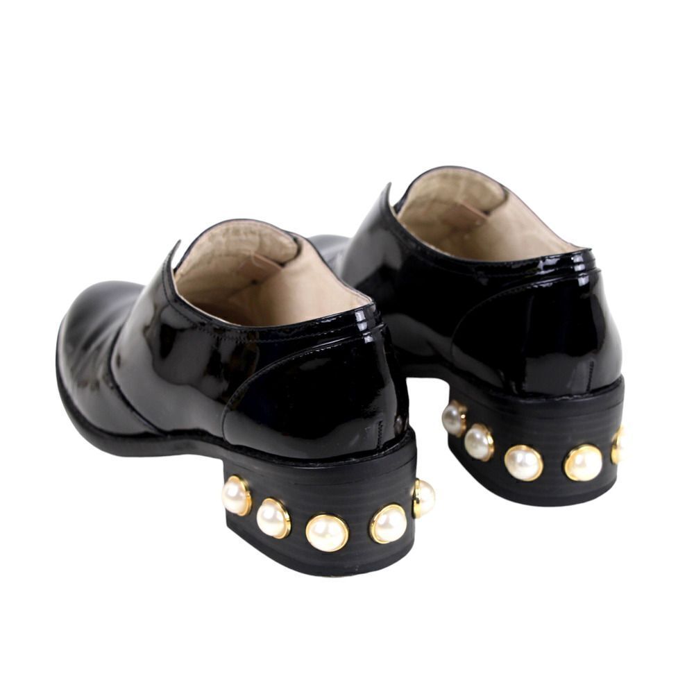 Louise et Cie PATENT BLACK GENUINE LEATHER LOW HEEL SLIP ON LOAFER SHOES Sz 7.5 - Picture 3 of 10